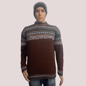Brown alpaca sweater mens and womens, alpaka strickjacke Peru/ alpaka pullover Peru / Peruvian alpaca sweaters for sale, Size M or L