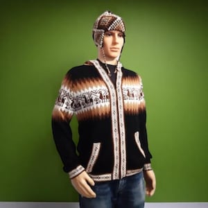 Black alpaca sweater women and mens, Peruvian alpaca sweater, alpaca hoodie, pullover Peru, Peruvian alpaca sweaters, L (USA-10) (UK-12)