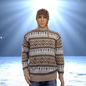 Beige alpaca sweater mens and womens / alpaka pullover peru / alpaka strickjacke Peru / Peruvian alpaca sweaters for sale L (USA-10) (UK-12)