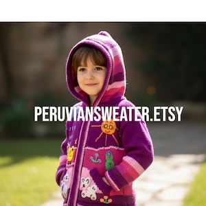 Hand-Embroidered Peruvian Zip-Up Hooded Sweater, Kids Acrylic Wool