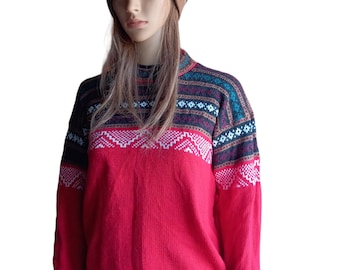 Red alpaca sweater mens and womens, alpaka pullover Peru/ alpaca sweater mens/ alpaka strickjacke Peru / Peruvian alpaca sweaters for sale