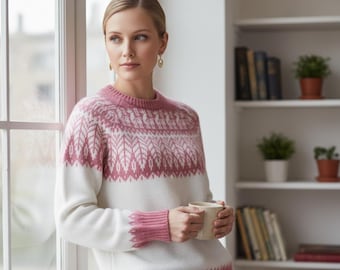 Maglione bianco peruviano per adulti, pullover in alpaca peruviano, maglione in alpaca da donna, maglioni in alpaca da uomo, maglioni dal Perù, taglia M