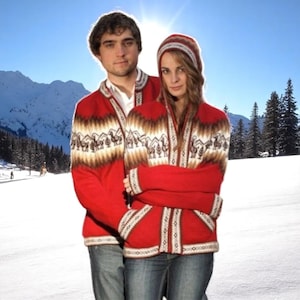 Red Peruvian zip up sweater adults, Peru alpaca hoodie, alpaca sweater women&#39;s, alpaca sweaters, sweaters Peru size extra large XL