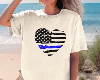 Thin Blue Line Shirt, Comfort Colors,Back The Blue Shirt, Distressed American Flag T-shirt, Police Wife Tshirt,American Flag,Police Officer