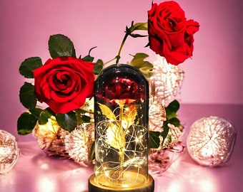 Ewige Rose LED-Licht, Valentinstag-Idee, Geschenk für sie, Blumen in einer Box, Blumen in Box, rosa, Jubiläumsidee, Geburtstag