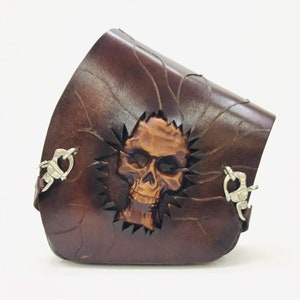 Handmade Motorcycle Bag Genuine Handmade Softail Saddlebag Skull Bag Harley Davidson Vegetal Leather Vintage Brown Motorcycle Bag Harley Bag