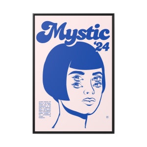 Cartel de retrato de película estética ilustrativa surrealista vintage azul rosa - Arte de pared retro - Decoración del hogar de moda