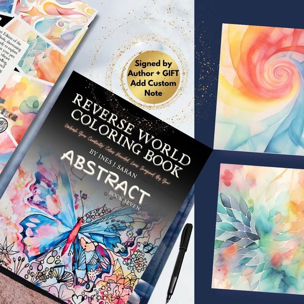 Abstract Serenity Reverse Coloring Book Signed by Author Stress Relief&Mindful Expression Doodle Book Adult Coloring book Perfect Gift Idea