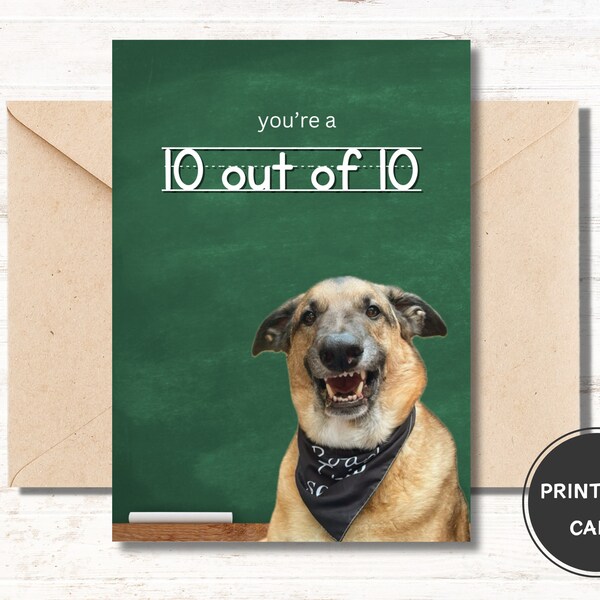 10 Out Of 10 Card - Django Smiles Card - PRINTABLE Greeting Card - PDF Digital Download