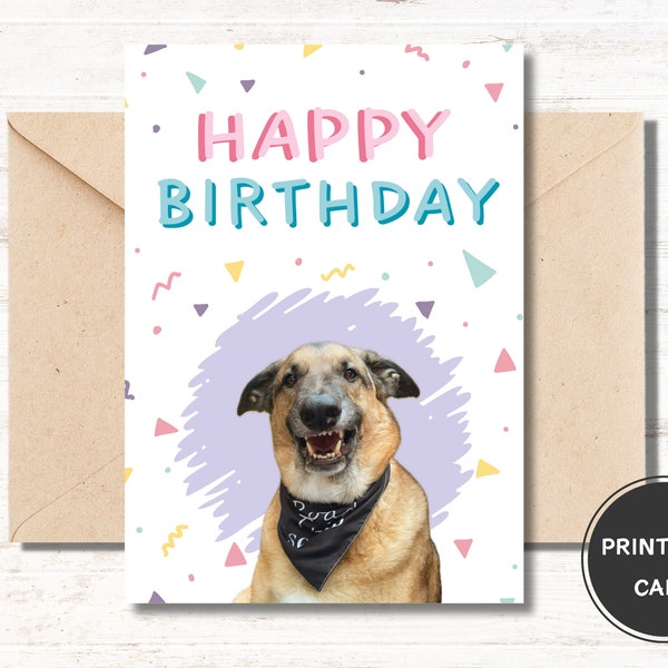 Happy Birthday Card - Django Smiles Card - PRINTABLE Birthday Card - PDF Digital Download