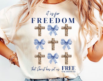Freedom Cross & Bow PNG, 4th of July Christian Design (Digital Download)