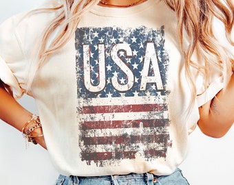 Bandera angustiada de EE.UU. PNG 4 de julio PNG Camisa patriótica Bandera americana Png 4 de julio Sublimación 4 de julio Camisa Usa Camisa Usa Png