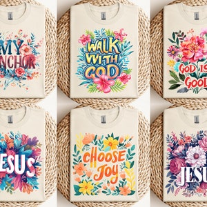 22 Floral Christian Shirts Jesus PNG Religious Shirts Sublimation Design Bible Verse PNG Christian Png Boho Motivational