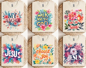 22 Floral Christian Shirts Jesus PNG Religious Shirts Sublimation Design Bible Verse PNG Christian Png Boho Motivational