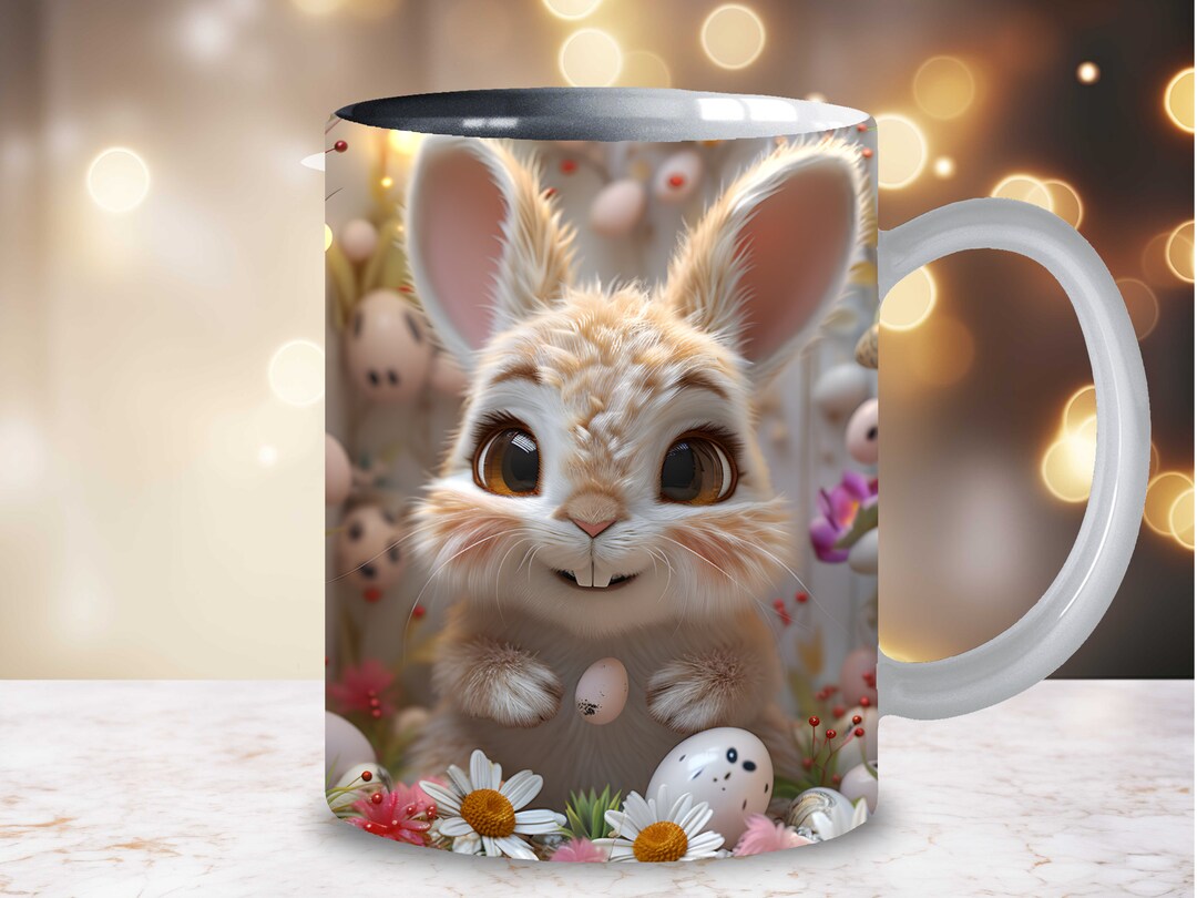 3D Easter Bunny Sublimation 3D Mug Wrap Easter Eggs Digital 11oz 15oz ...