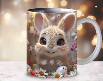3D Easter Bunny Sublimation 3D Mug Wrap Easter Eggs Digital 11oz 15oz Mug Design Easter Mug 11oz Mug PNG 15oz Easter Mug Wrap