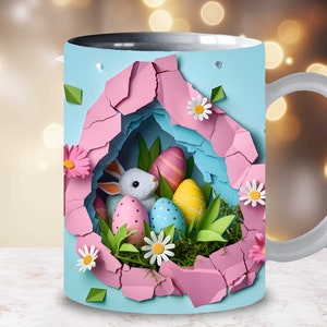 Easter Bunny Sublimation 3D Seamless Mug Wrap Easter Eggs Lover 11oz 15 Oz Mug Design Easter Mug, 11oz Mug PNG 15oz Easter Mug Wrap