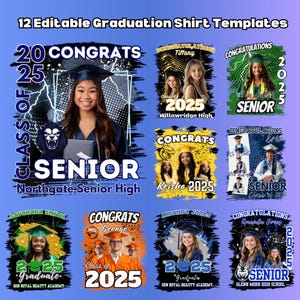 Graduation Shirt Template Design 2025 Template Bundle Sublimation 2025 Personalized Graduation Shirt Class of 2025 Editable Tshirt Bundle