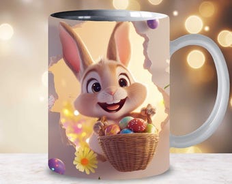 Easter Bunny Mug Wrap, 11oz 15oz Mug Design (Digital Download)