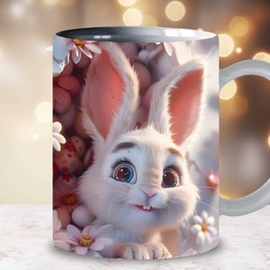 3D Easter Bunny Sublimation 3D Mug Wrap Easter Eggs Digital 11oz 15oz Mug Design Easter Mug 11oz Mug PNG 15oz Easter Mug Wrap