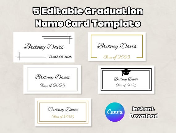 grad card templates 5 Editable Graduation Name Template Bundle Printable Class 2026 Graduation Name Cards Name Cards for Graduates Template Download Graduation card template Images -