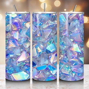 3D Glitter Crystal Holographic Seamless Sparkling Tumbler Wrap Sublimation Design 20oz Straight Wrap PNG Digital Download