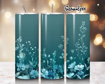Bekerontwerpen met donkere bloemen, minimalistische wilde bloemen, rechte magere beker Wrap PNG, 20oz sublimatieontwerpen, digitale download