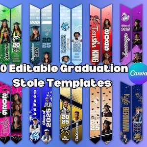 10 Graduation Stole Template Design Bundle for Graduation Stole Sublimation 2025 Graduation Template Personalized Graduation Sash Canva