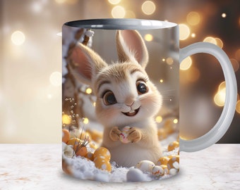3D Easter Bunny Sublimation 3D Mug Wrap Easter Eggs Digital 11oz 15oz Mug Design Easter Mug 11oz Mug PNG 15oz Easter Mug Wrap