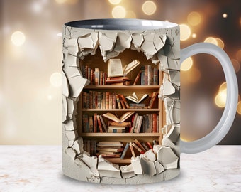 3D gezellige boekenplank mokomslag, ontwerp geheime bibliotheek (PNG)