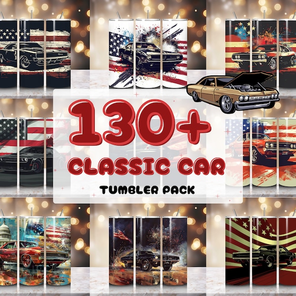 Classic Cars Tumbler Wrap Bundle 20oz Tumbler Muscle Car Sublimation Design USA Patriotic Tumbler Wrap Designs America Tumbler Wrap Bundle