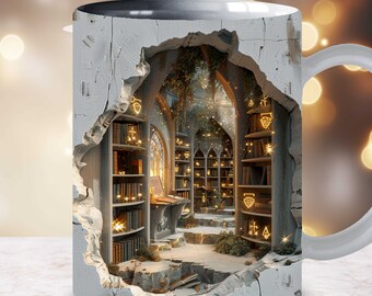 3D Cozy Bookshelf Mug Wrap 3D Hole Sublimation 3D Book Mug Wrap Book Lover 11oz And 15 Oz Mug Design, Cozy Mug, 11oz Mug PNG 15oz Mug