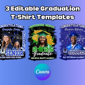 Klasse von 2025 Benutzerdefiniertes Shirt Design PNG für Hemden Sublimation 2025 Abschlussvorlage Personalisierte bearbeitbare Hemdvorlage Canva Design DIY