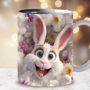3D Easter Bunny Sublimation 3D Mug Wrap Easter Eggs Digital 11oz 15oz Mug Design Easter Mug 11oz Mug PNG 15oz Easter Mug Wrap