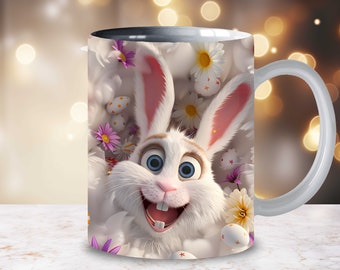 3D Easter Bunny Sublimation 3D Mug Wrap Easter Eggs Digital 11oz 15oz Mug Design Easter Mug 11oz Mug PNG 15oz Easter Mug Wrap