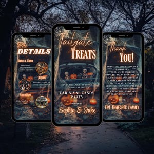 Halloween-inbjudan till Tailgate Treats, redigerbar Canvas-mall (digital nedladdning)