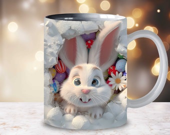 3D Easter Bunny Sublimation 3D Mug Wrap Easter Eggs Digital 11oz 15oz Mug Design Easter Mug 11oz Mug PNG 15oz Easter Mug Wrap