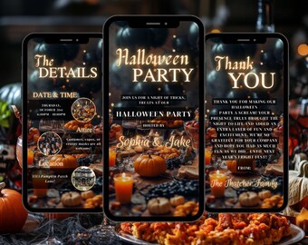 Digital Halloween Party Video Invitation Canva Template Evite Custom Canva Invitation Halloween Animated Invitation