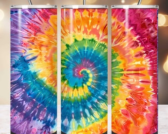 Rainbow tie-dye skinny bekeromslag, sublimatieontwerp (PNG-download)
