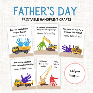 Fathers Day Handprint Craft Bundle Printable Fathers Day Craft Construction Handprint Art Gift Fathers Day Activity Page For Him Daddy Craft