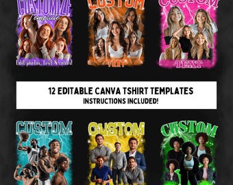 12 Pack Custom Bootleg Shirt Editable Canva Template DIY Rap Shirt Template Sublimation Design Bootleg Rap Tee Canva Template Bundle DIY