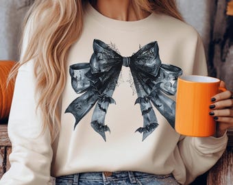 Halloween Bat Bow PNG Coquette Goth Sublimation Design Gothic Coquette Bow PNG Halloween Digital Download Retro Goth Vibes
