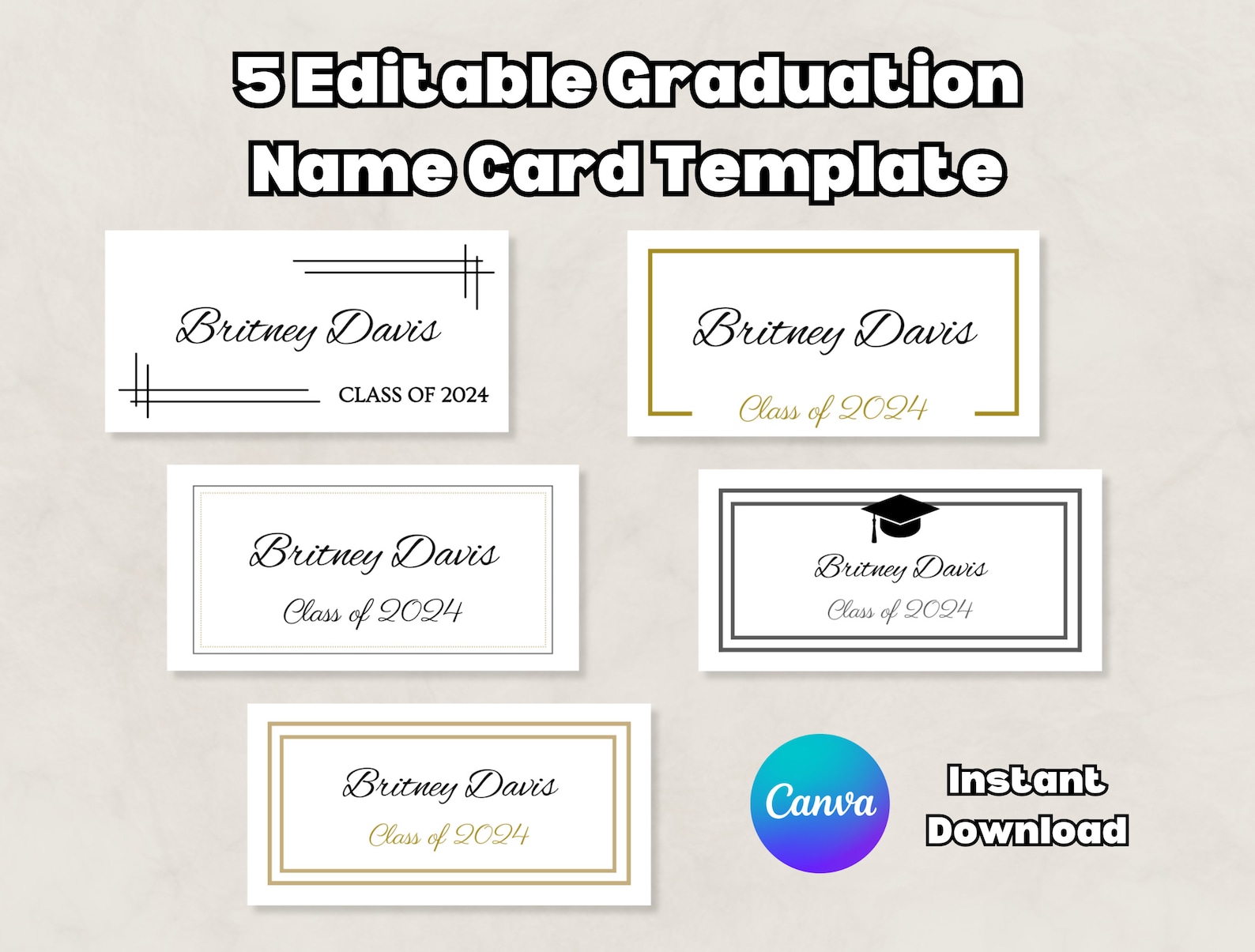 5 Editable Graduation Name Card Canva Template Bundle Printable Class 5 Editable Graduation Name Card Canva Template Bundle Printable Class