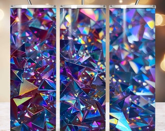 3D Glitter Crystal Holografische Naadloze Sprankelende Tumbler Wrap Sublimatie Ontwerp 20oz Rechte Wrap PNG Digitale Download