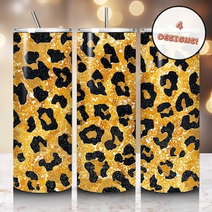 Leopard Print Skinny Tumbler Wrap, Digital Download Designs, Sublimation Designs for Print, PNG Download, 20oz Skinny Tumbler Wrap
