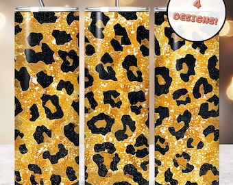 Leopard Print Skinny Tumbler Wrap, Digitale Download Ontwerpen, Sublimatie Ontwerpen voor Print, PNG Download, 20oz Skinny Tumbler Wrap
