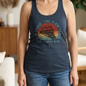 Billy Strings Slow Train Tank Top, BMFS Women’s Next Level Racerback Tank, Bluegrass Festival Top, Lot Style Tour Merch, Railroad Lover Gift