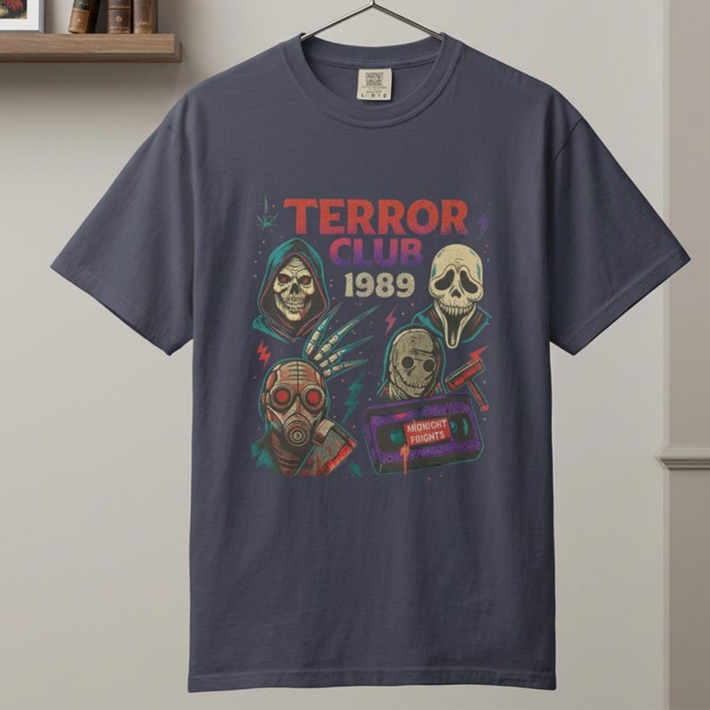 Terror Club 1989 Horror T-Shirt: Retro 80s Slasher VHS Collage Graphic 画像 6