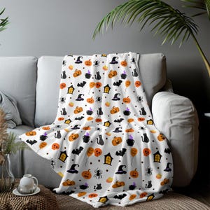 Halloween Couch Blanket - Spooky Seasonal Pumpkin Blanket - Halloween Gift Fall Blanket - Cute Gift for Dad and Mom