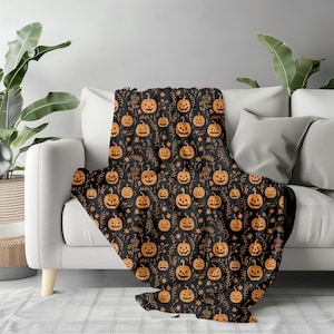 Halloween blanket-couch blanket-pumpkin blanket-spooky seasonal blanket-fall blanket-Halloween gift.